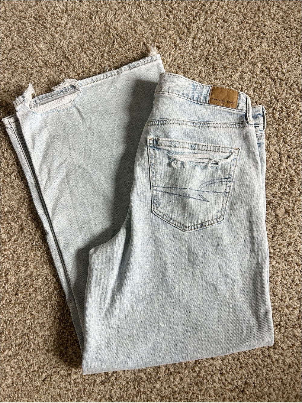 New ! American Eagle Stretch Super High-Waisted Baggy Wide-Leg Jean Salty Air 6S - Picture 2 of 14